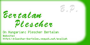 bertalan plescher business card